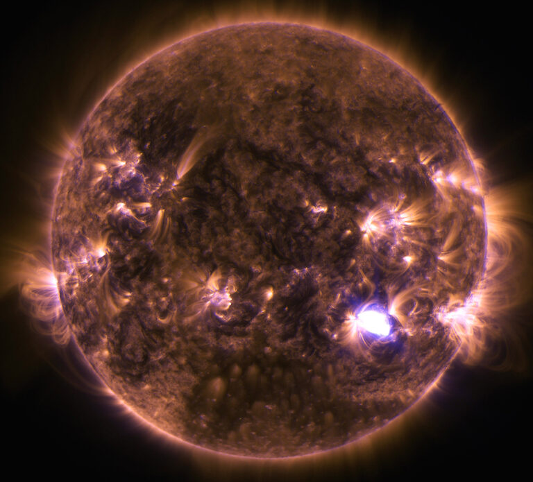 The Sun, glowing with solar flares